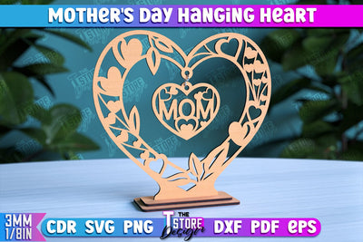 Mother's Day Hanging Heart | Gift for Granny | Happy Mother's Day | CNC File SVG The T Store Design 