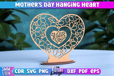 Mother's Day Hanging Heart | Gift for Granny | Happy Mother's Day | CNC File SVG The T Store Design 
