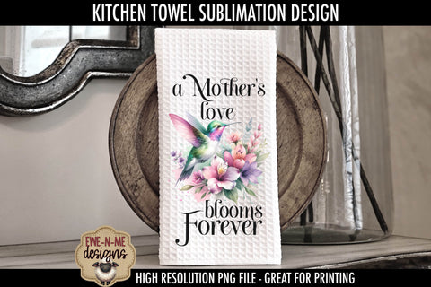 Mothers Day Hummingbird Flowers | Kitchen Towel Sublimation Sublimation Ewe-N-Me Designs 