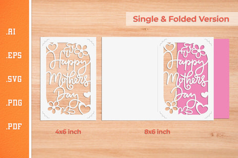 Mother's Day Insert Card Paper Cut SVG 2 - Postcard Size SVG Slim Studio 