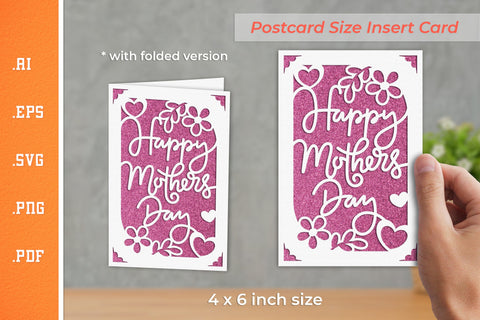 Mother's Day Insert Card Paper Cut SVG 2 - Postcard Size SVG Slim Studio 