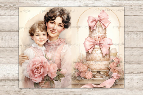 Mothers Day Junk Journal Pages | Victorian Ephemera SVG GlamArtZhanna 