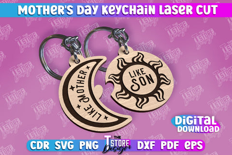 Mother’s Day Keychain Bundle | Happy Mother’s Day | Paired Keychains Laser Cut Design SVG The T Store Design 