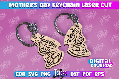 Mother’s Day Keychain Bundle | Happy Mother’s Day | Paired Keychains Laser Cut Design SVG The T Store Design 