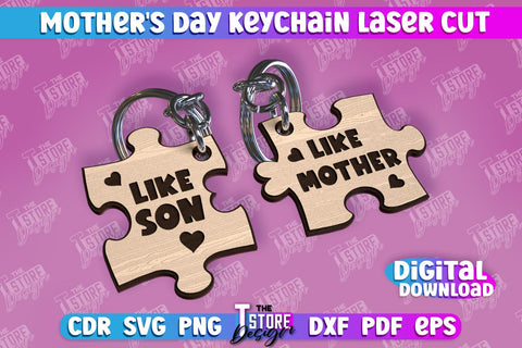 Mother’s Day Keychain Bundle | Happy Mother’s Day | Paired Keychains Laser Cut Design SVG The T Store Design 