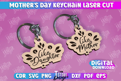 Mother’s Day Keychain Bundle | Happy Mother’s Day | Paired Keychains Laser Cut Design SVG The T Store Design 
