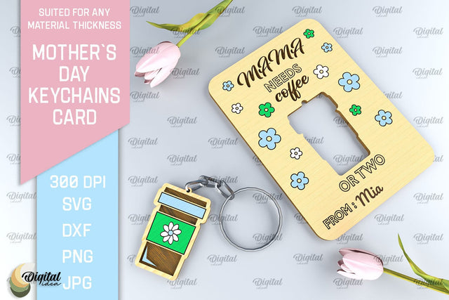 Mothers Day Keychain Card SVG. Greeting Card Laser Cut SVG Evgenyia Guschina 