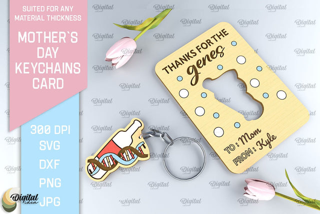Mothers Day Keychain Card SVG. Greeting Card Laser Cut SVG Evgenyia Guschina 