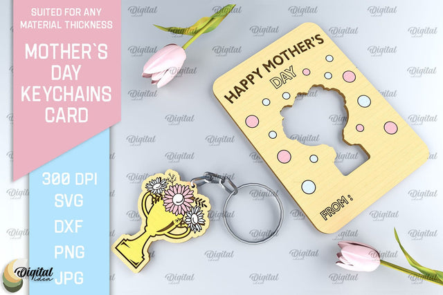 Mothers Day Keychain Card SVG. Greeting Card Laser Cut SVG Evgenyia Guschina 