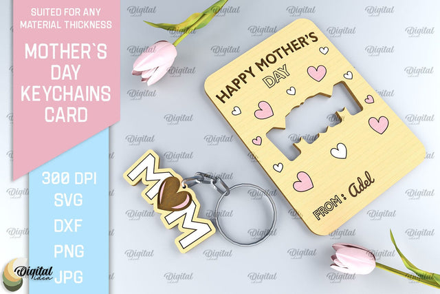 Mothers Day Keychain Card SVG. Greeting Card Laser Cut SVG Evgenyia Guschina 