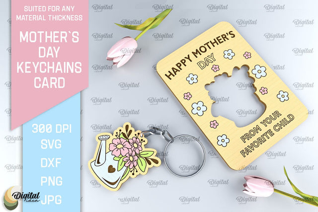 Mothers Day Keychain Card SVG. Greeting Card Laser Cut SVG Evgenyia Guschina 
