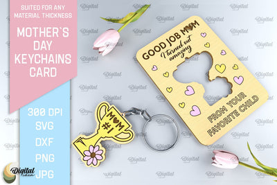 Mothers Day Keychain Card SVG. Greeting Card Laser Cut SVG Evgenyia Guschina 