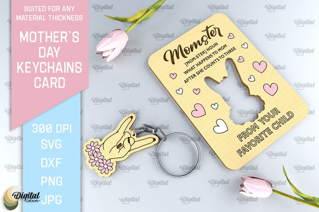Mothers Day Keychain Card SVG. Greeting Card Laser Cut SVG Evgenyia Guschina 