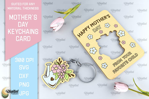 Mothers Day Keychain Cards SVG Bundle. Greeting Cards Laser Cut SVG Evgenyia Guschina 
