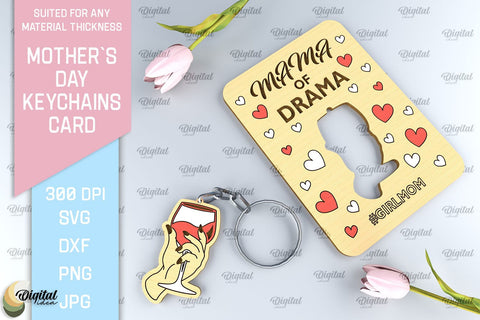 Mothers Day Keychain Cards SVG Bundle. Greeting Cards Laser Cut SVG Evgenyia Guschina 