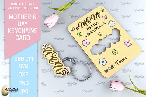 Mothers Day Keychain Cards SVG Bundle. Greeting Cards Laser Cut SVG Evgenyia Guschina 