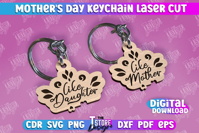 Mother’s Day Keychain | Happy Mother’s Day | Paired Keychains Laser Cut Design SVG The T Store Design 