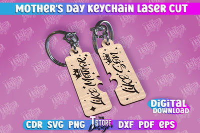 Mother’s Day Keychain | Happy Mother’s Day | Paired Keychains Laser Cut Design SVG The T Store Design 