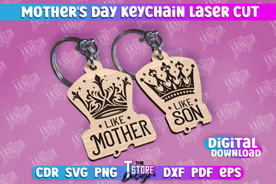 Mother’s Day Keychain | Happy Mother’s Day | Paired Keychains Laser Cut Design SVG The T Store Design 