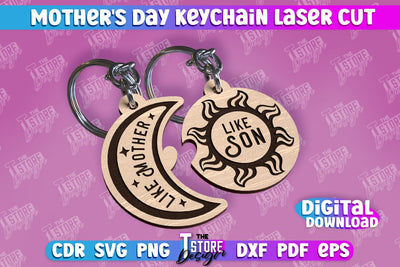 Mother’s Day Keychain | Happy Mother’s Day | Paired Keychains Laser Cut Design SVG The T Store Design 