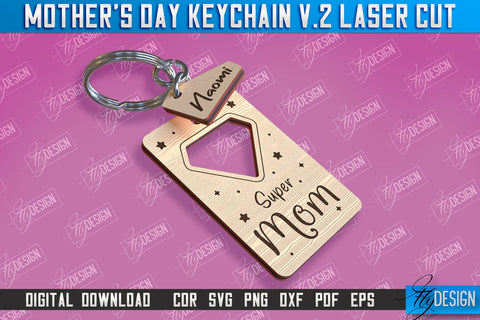 Mother’s Day Keychain Laser Cut Bundle | Happy Mother’s Day | Granny Gift | CNC File v.2 SVG Fly Design 
