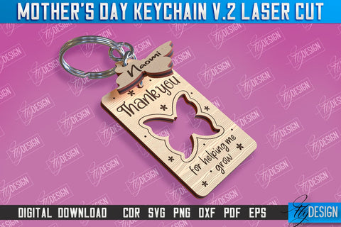 Mother’s Day Keychain Laser Cut Bundle | Happy Mother’s Day | Granny Gift | CNC File v.2 SVG Fly Design 