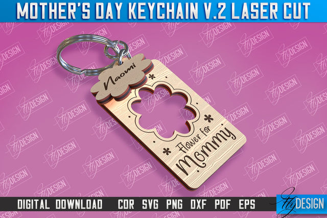 Mother’s Day Keychain Laser Cut | Happy Mother’s Day | Granny Gift | CNC File v.2 SVG Fly Design 