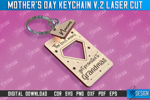 Mother’s Day Keychain Laser Cut | Happy Mother’s Day | Granny Gift | CNC File v.2 SVG Fly Design 