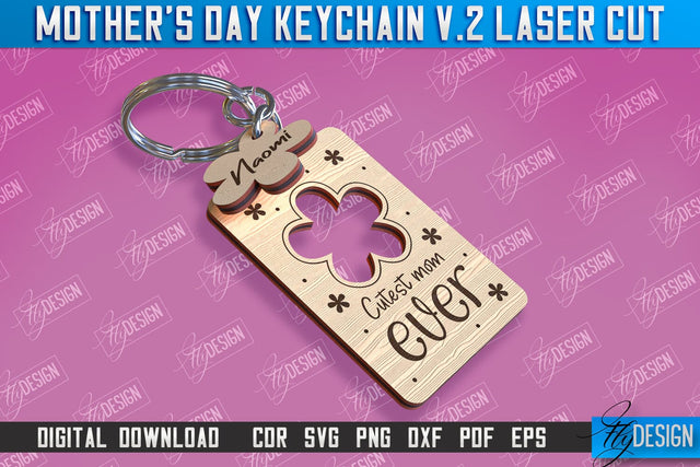 Mother’s Day Keychain Laser Cut | Happy Mother’s Day | Granny Gift | CNC File v.2 SVG Fly Design 