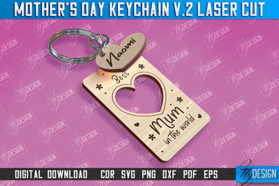 Mother’s Day Keychain Laser Cut | Happy Mother’s Day | Granny Gift | CNC File v.2 SVG Fly Design 