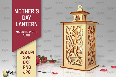 Mothers Day lantern SVG. Candle Holder Laser Cut SVG Evgenyia Guschina 
