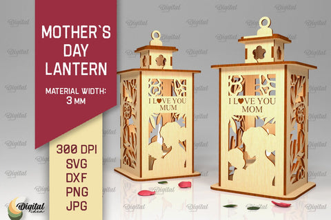 Mothers Day lantern SVG. Candle Holder Laser Cut SVG Evgenyia Guschina 