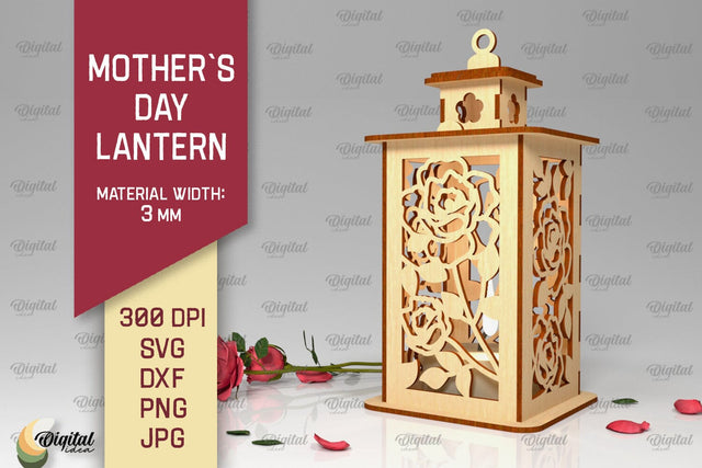 Mothers Day lantern SVG. Candle Holder Laser Cut SVG Evgenyia Guschina 