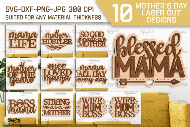 MOTHER'S DAY Laser Cut SVG Bundle. Mother's Day Wall Decor SVG Evgenyia Guschina 
