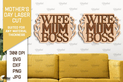 MOTHER'S DAY Laser Cut SVG. Laser Cut Mother's Day Wall Decor SVG Evgenyia Guschina 