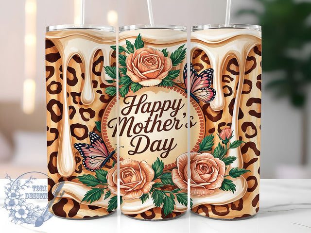 Mother's Day Leopard Rose 20oz Tumbler, Roses Design, Leopard Print, Inflated Style, 20oz Tumbler Wrap, Mom Gift, Floral Sublimation Sublimation ToriDesigns 