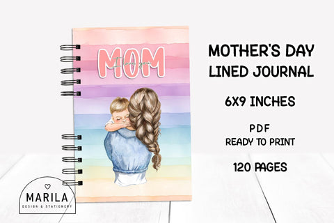 Mother's Day Lined Notebook + Cover #10 Digital Pattern Marilakits 