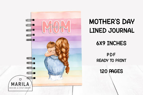 Mother's Day Lined Notebook + Cover #11 Digital Pattern Marilakits 
