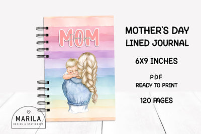 Mother's Day Lined Notebook + Cover #12 Digital Pattern Marilakits 
