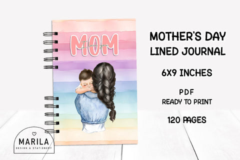 Mother's Day Lined Notebook + Cover #13 Digital Pattern Marilakits 