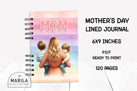 Mother's Day Lined Notebook + Cover #18 Digital Pattern Marilakits 