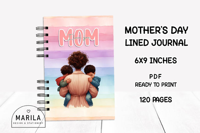 Mother's Day Lined Notebook + Cover #20 Digital Pattern Marilakits 