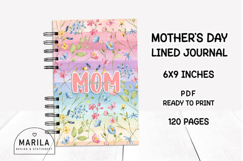 Mother's Day Lined Notebook + Cover #21 Digital Pattern Marilakits 