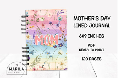 Mother's Day Lined Notebook + Cover #22 Digital Pattern Marilakits 