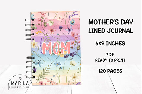 Mother's Day Lined Notebook + Cover #22 Digital Pattern Marilakits 