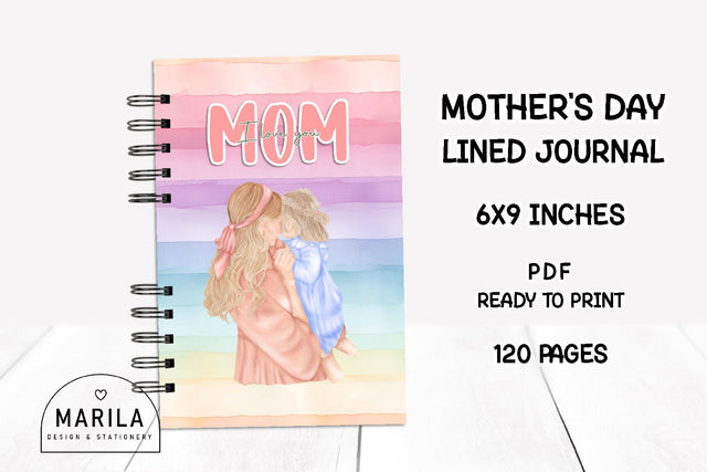 Mother's Day Lined Notebook + Cover #4 Digital Pattern Marilakits 