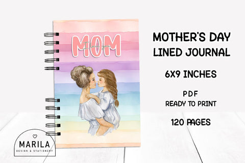 Mother's Day Lined Notebook + Cover #9 Digital Pattern Marilakits 