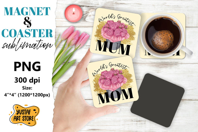 Mother's day magnet design/Mother's day coaster sublimation Sublimation Yustaf Art Store 