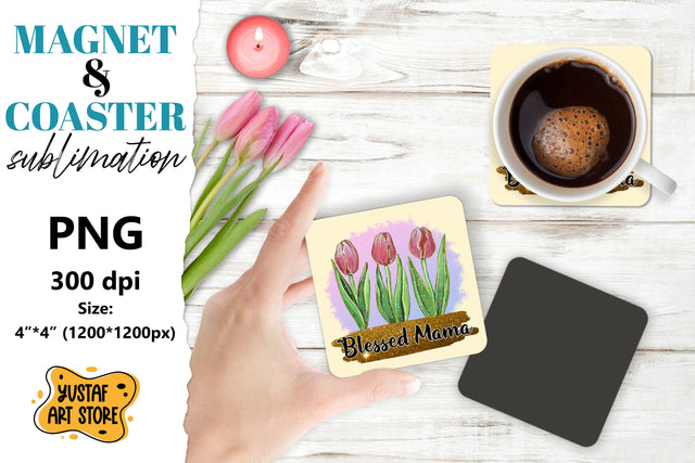 Mother's day magnet design/Mother's day coaster sublimation Sublimation Yustaf Art Store 