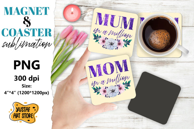Mother's day magnet design/Mother's day coaster sublimation Sublimation Yustaf Art Store 